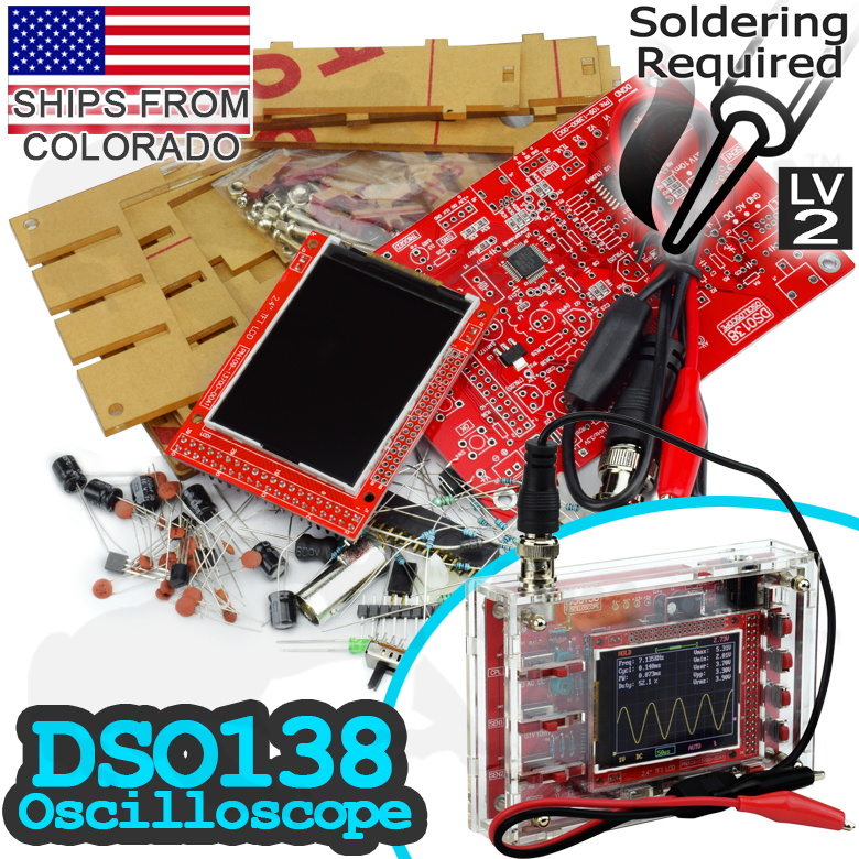 Dso138 2.4" Tft Digital Oscilloscope Kit With Sturdy Case For Diy Arduino Pi Ttl