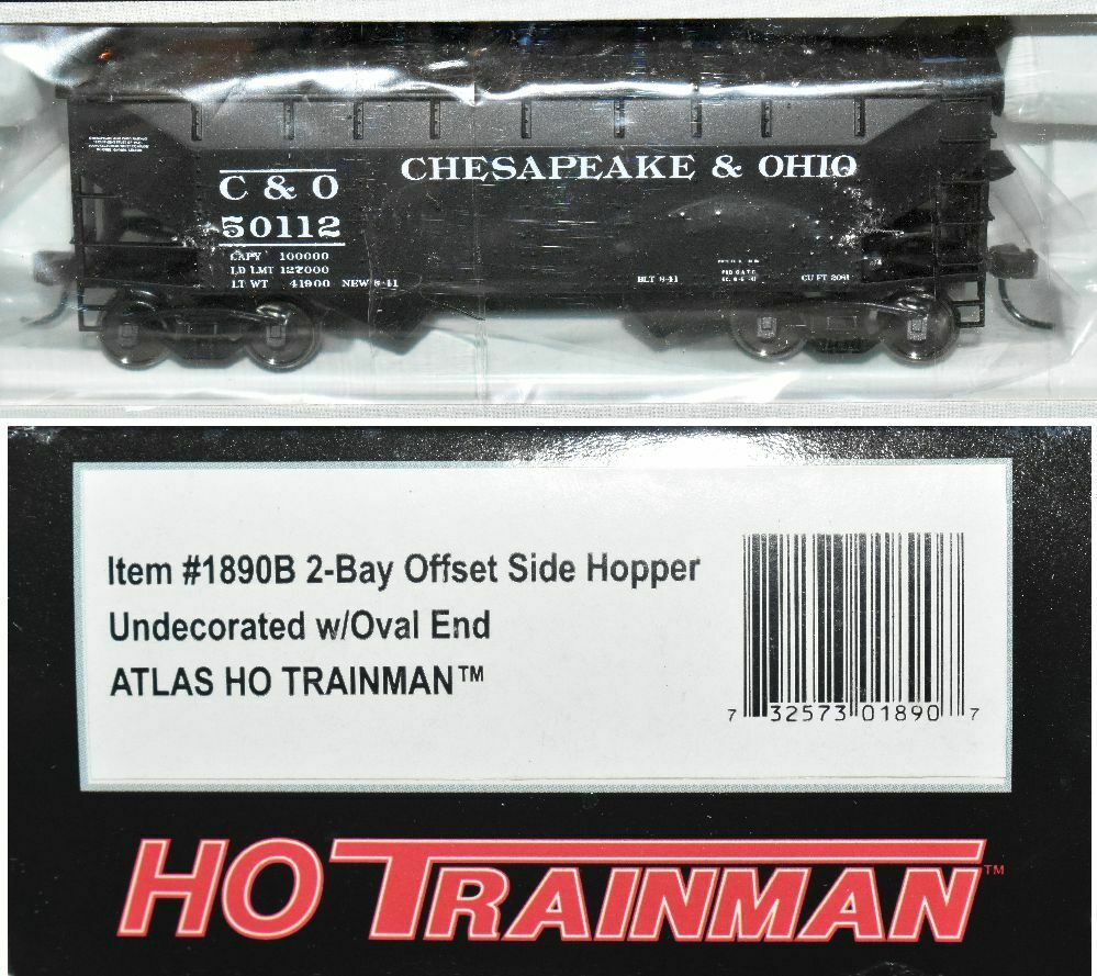C&o 50112 2bay Offset Side Hopper W/ Load Atlas  Ho Scale S29.18
