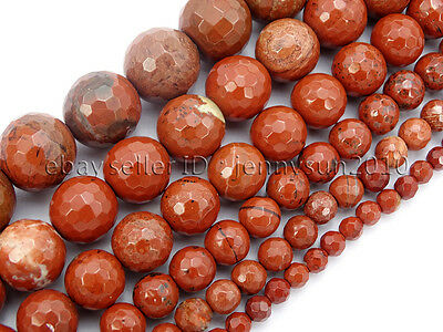 Natural Red Jasper Gemstone Faceted Round Spacer Beads 15'' 6mm 8mm 10mm 12mm