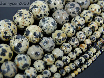 Natural Dalmation Spot Jasper Gemstone Round Beads 15.5'' 4mm 6mm 8mm 10mm 12mm