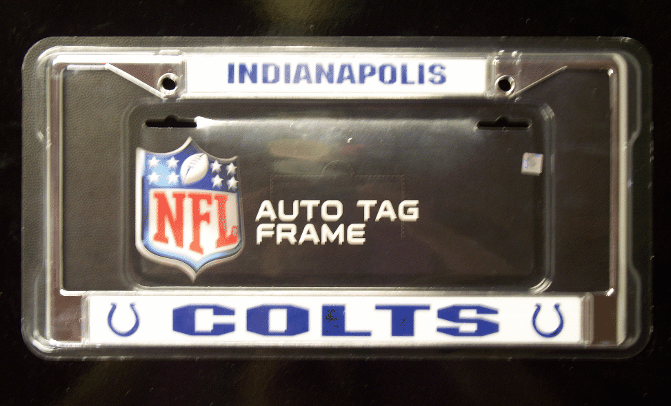 INDIANAPOLIS COLTS License Plate Frame Chrome Metal NFL Football