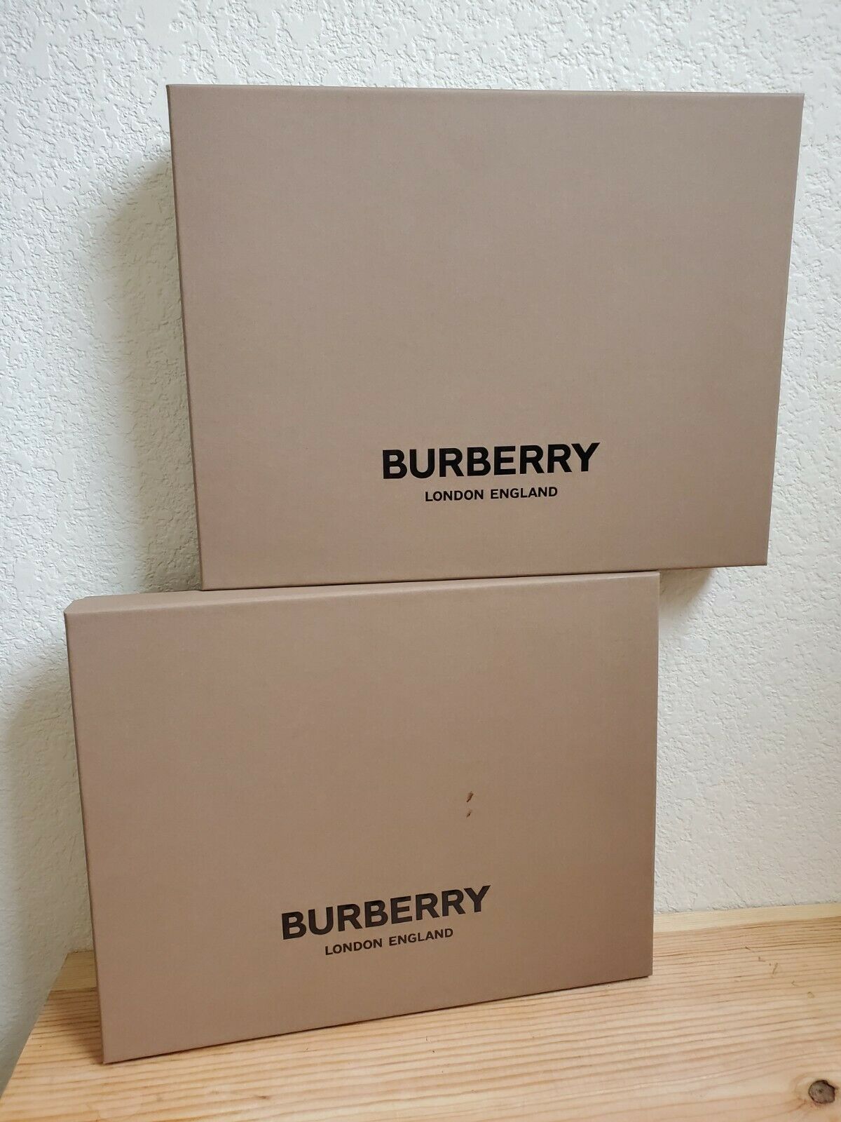 Authentic Burberry 2 Empty Gift Boxes W/lids 12.75” X 2” X 10”