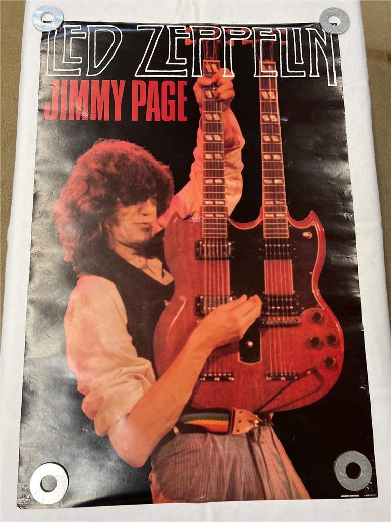 Vintage RARE Original 1986 Led Zeppelin Jimmy Page Rock Band Poster Winterland