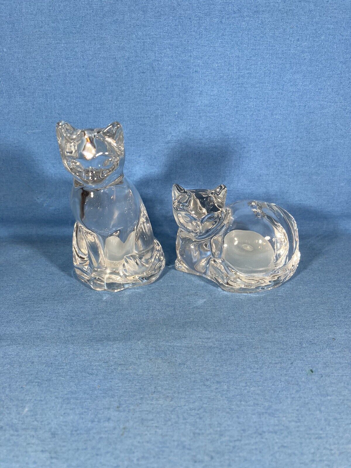 Pr Lead Crystal Salt & Pepper Shakers in the Form of Cats by Gorham for Lenox