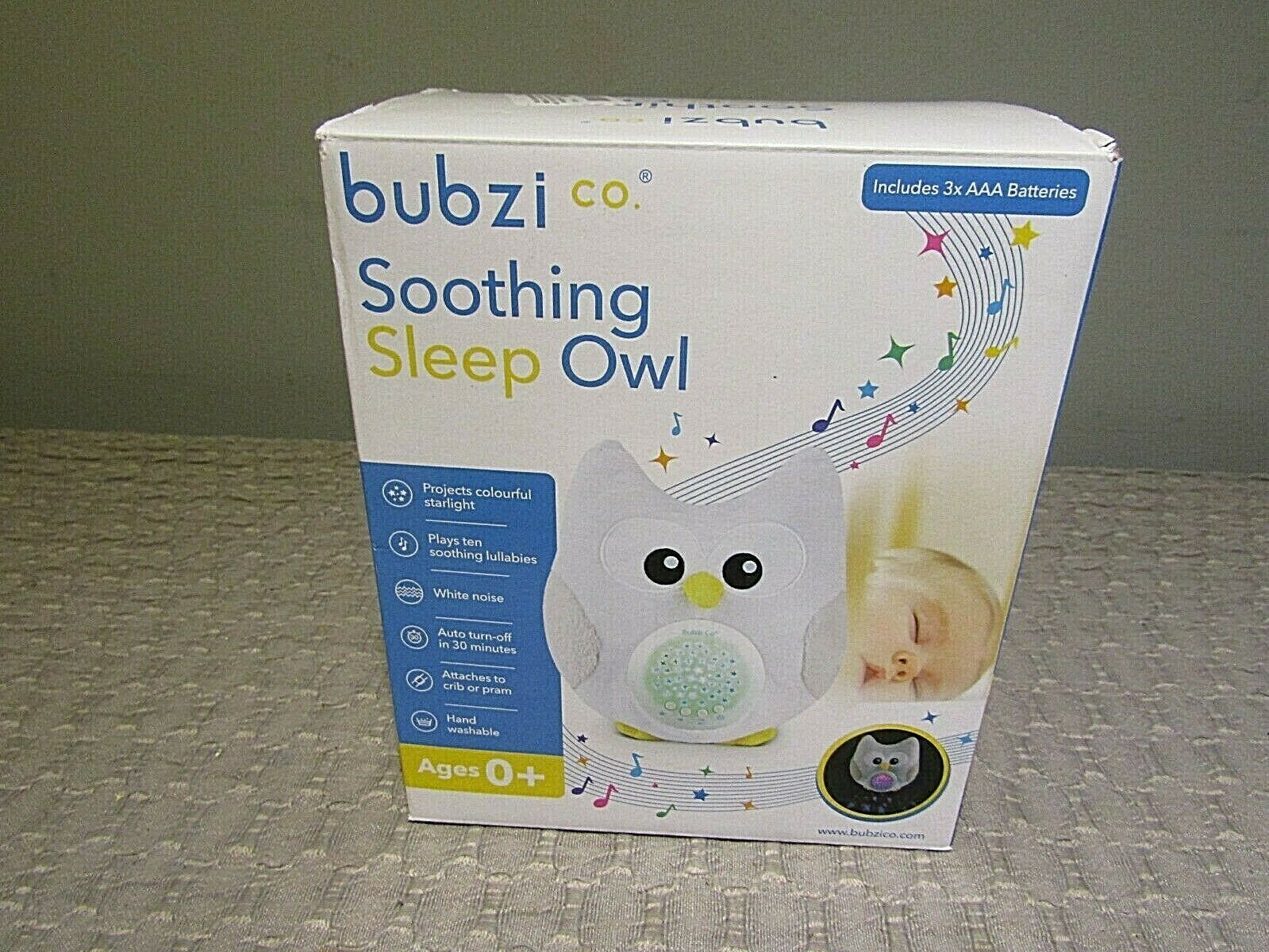 Bubzi Soothing Sleep Owl Baby Toddler White Noise Lullaby Colorful Sound Machine
