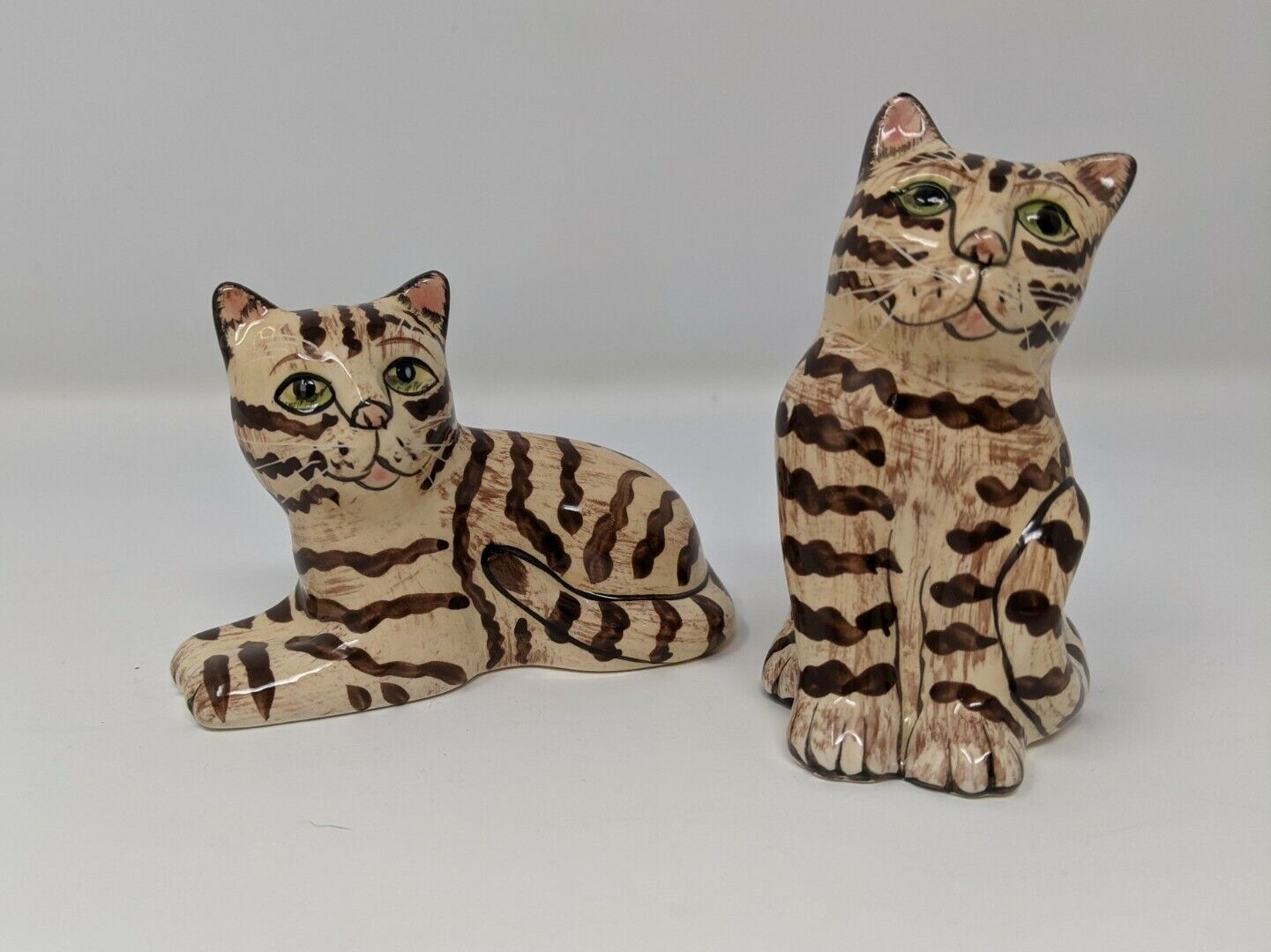 Brown Tabby Striped Cat Salt and Pepper Shakers