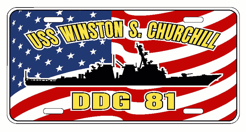 Uss Winston S Churchill Ddg 81 License Plate U S Flag Military U S Navy Usn Po6