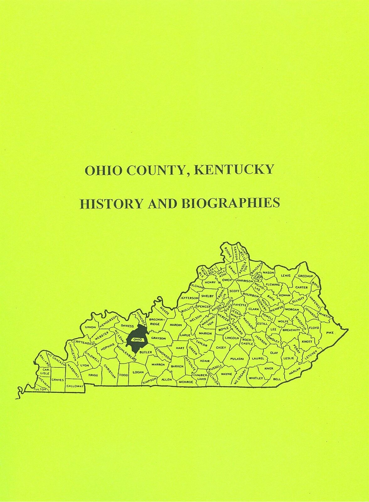 Ohio County Kentucky Ky History Biographies Genealogy