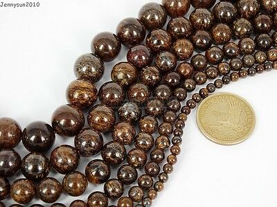 Natural Bronzite Jasper Gemstone Round Beads 15.5'' 4mm 6mm 8mm 10mm 12mm 14mm