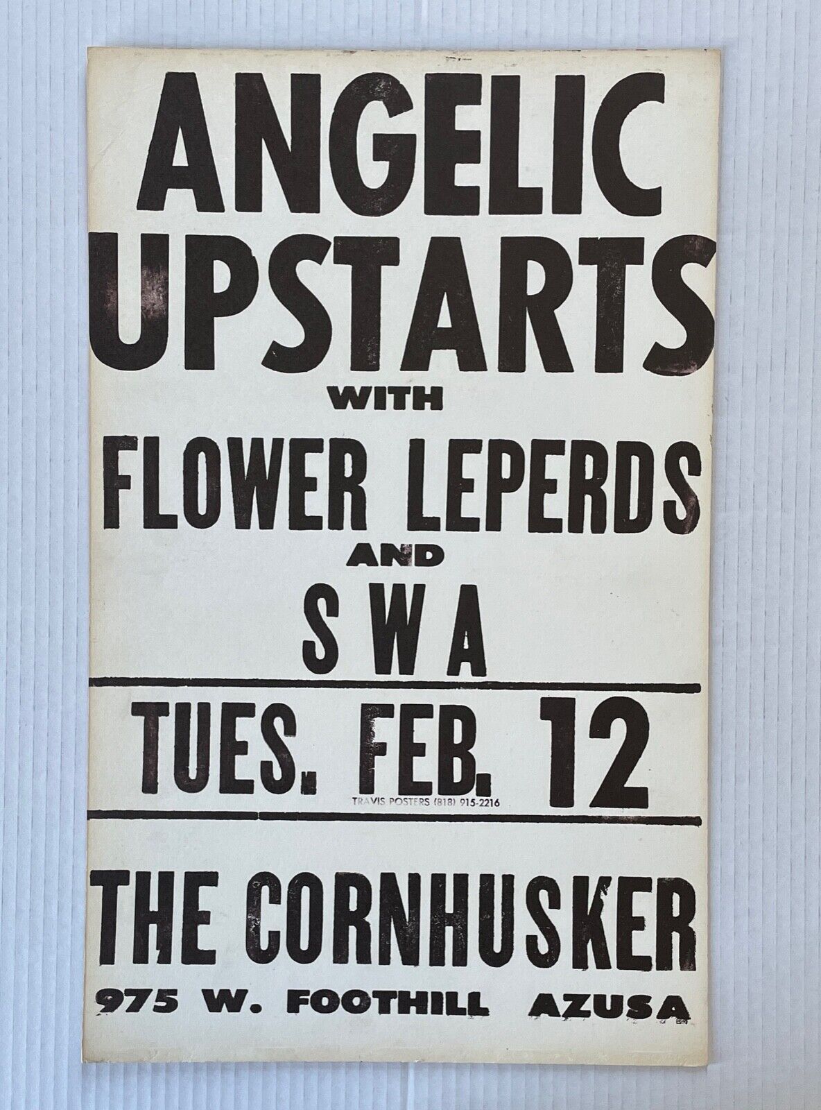Angelic Upstarts Oscar's Cornhusker 1985 Cardboard Concert Poster Punk Swa