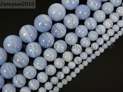 Natural Chalcedony Blue Lace Agate Purple Round Beads 15.5'' 4mm 6mm 8mm 10mm