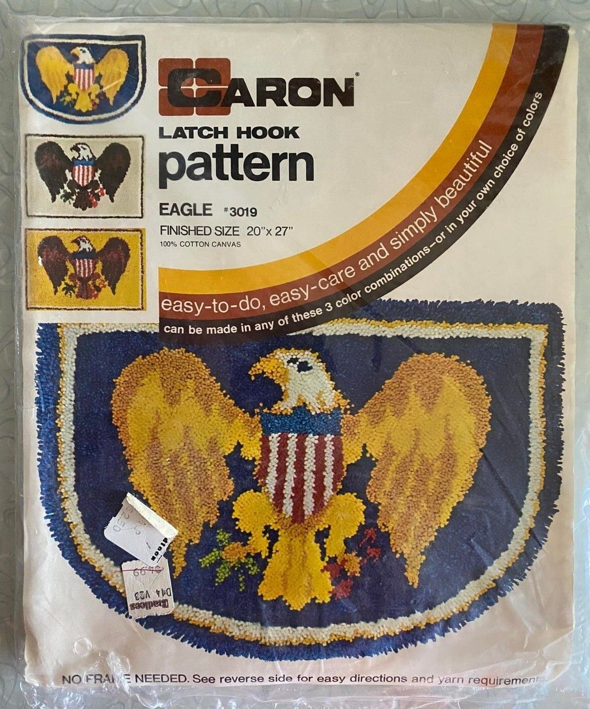Latch Hook Pattern Canvas Eagle # 3019 Caron 20" X 27" Hearth Rug Or Rectangular
