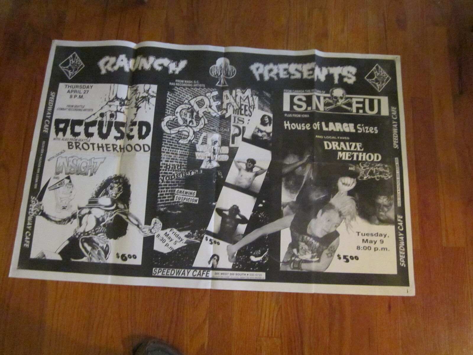 Vintage 80s Punk Rock Concert Poster Scream Snfu +++ Large