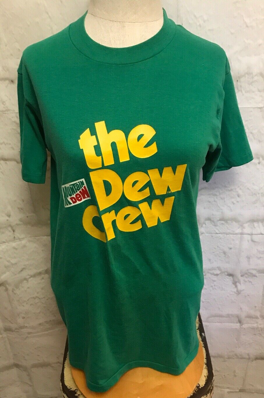 Vintage 1970s The Dew Crew Mountain Dew Green T Shirt Shirt Soda Advertising