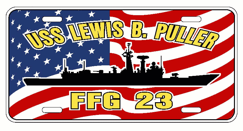 USS LEWIS B PULLER FFG 23 License Plate U S Flag Military U S Navy USN PO6