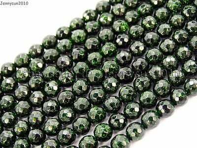 Green Sand Stone Gemstone Faceted Round Ball Loose Beads 15'' 6mm 8mm 10mm 12mm