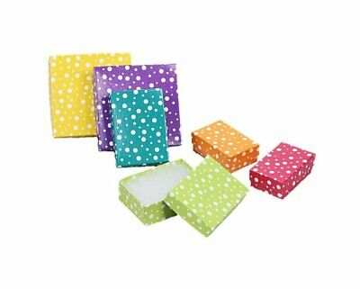 Lot of 12 24 50 Polka Dot Multi Color Cotton Filled Jewelry Packaging Gift Boxes