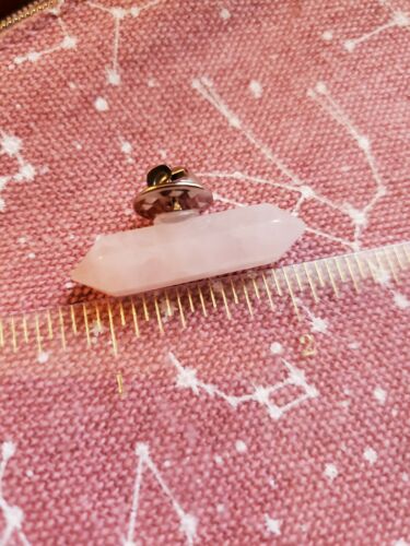 Rose Quartz Point Double Point Crystal Pin Tack Tie Pin Brooch